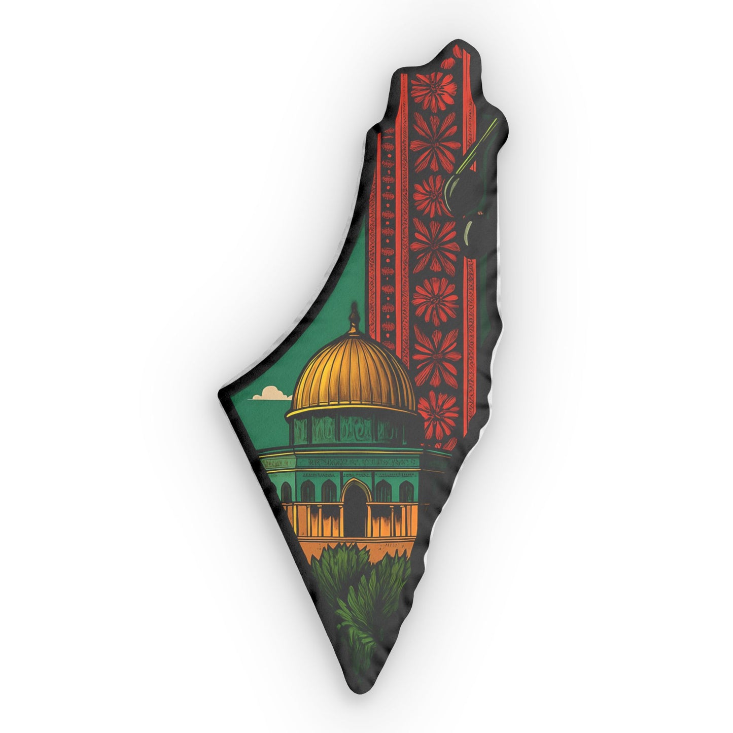 Palestine Map Masjid Al Aqsa Custom Shaped Pillow, Tatreez Design, Home Decor Gift Idea, Palestine Cushion, Throw Pillow,
