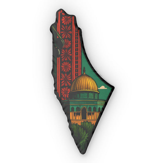 Palestine Map Masjid Al Aqsa Custom Shaped Pillow, Tatreez Design, Home Decor Gift Idea, Palestine Cushion, Throw Pillow,